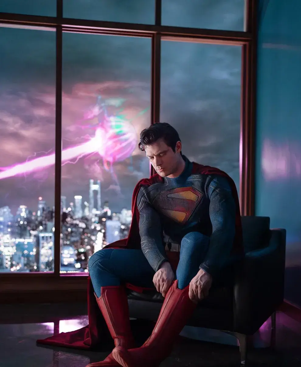 Foto oficial de David Corenswet como Superman.