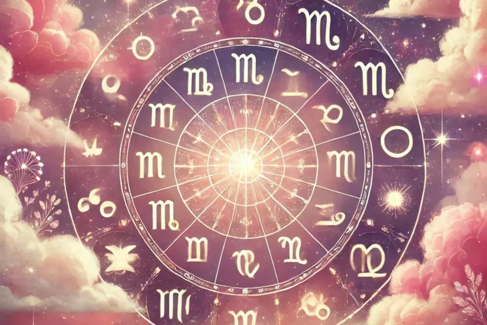 La rueda zodiacal, con los símbolos de los 12 signos astrales.