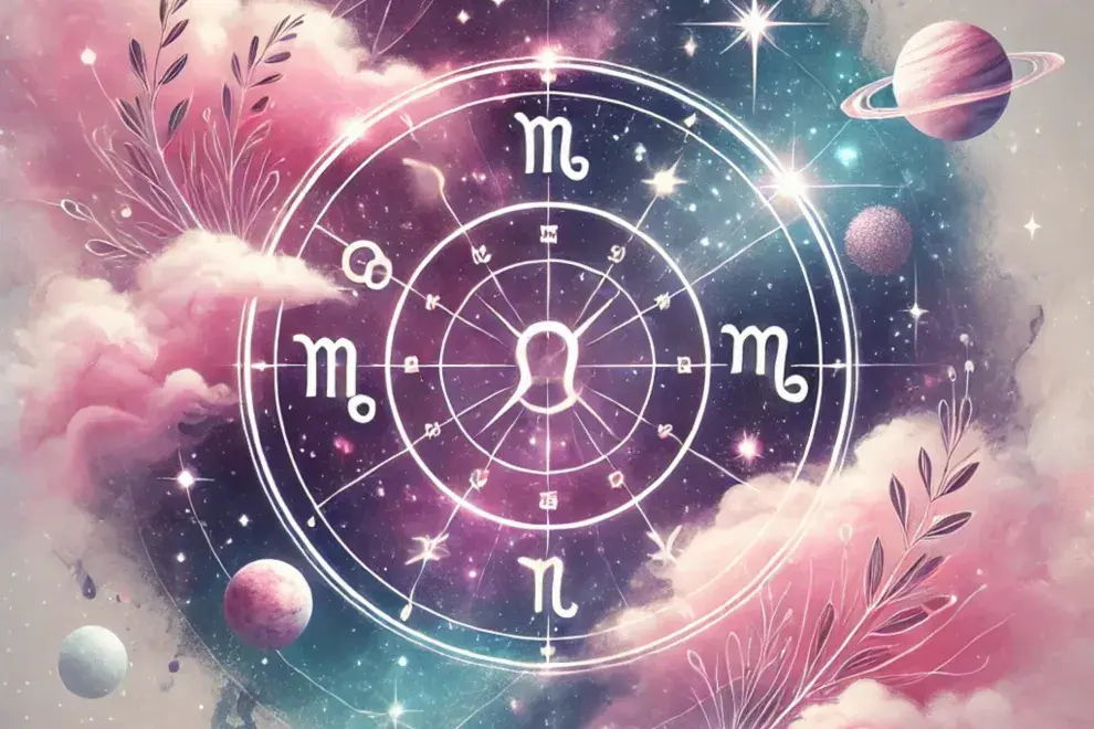 La rueda zodiacal, con los símbolos de los 12 signos astrales.