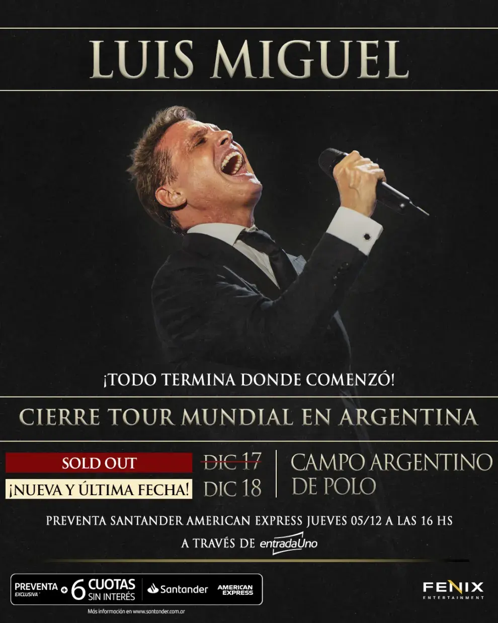 El anuncio de la nueva y última fecha de Luis Miguel en Argentina.