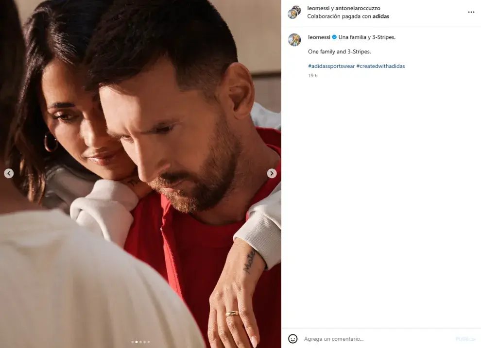 El posteo conjunto de Messi y Antonella Roccuzzo para su campaña de una marca deportiva.