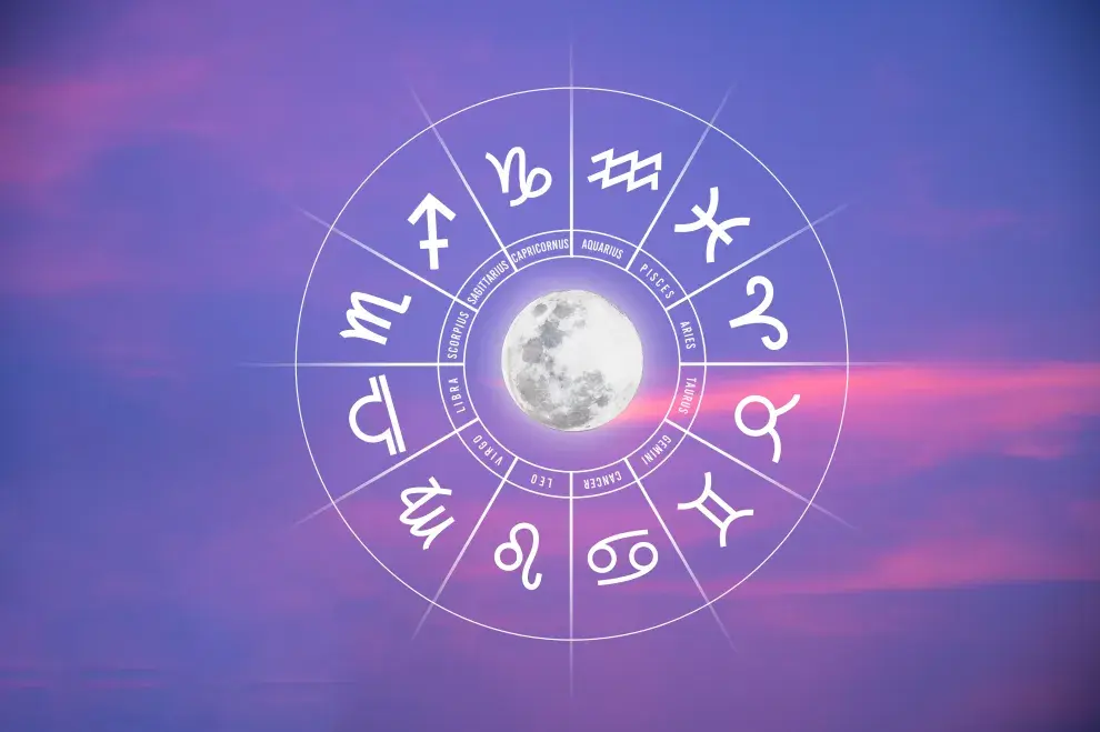 La rueda zodiacal, con los símbolos de los 12 signos astrales.