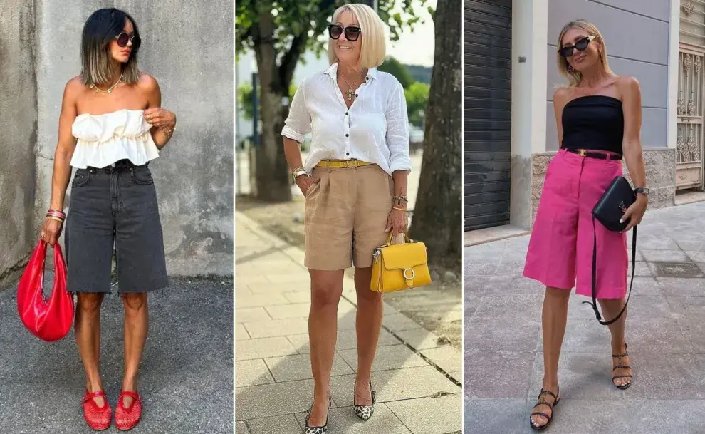 Tres mujeres usando bermudas