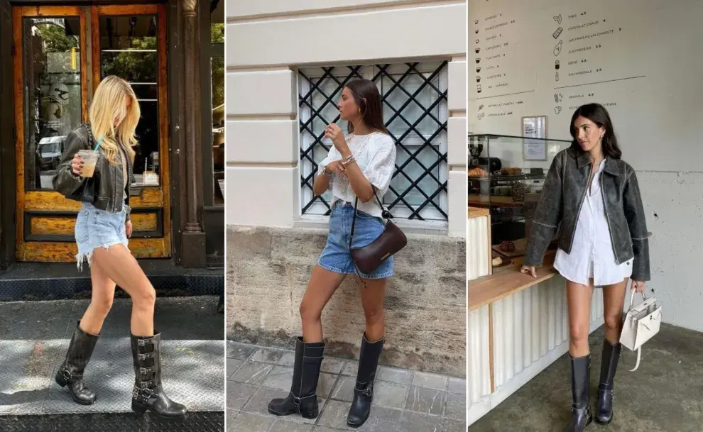 Tres mujeres usando shorts y las biker boots