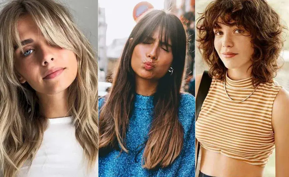 tres mujeres con pelo mas largo y flequillo