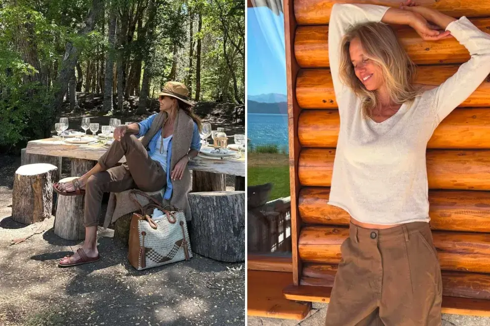 Juliana Awada y la ex modelo, Carola del Bianco pasaron un día en la montaña y almorzaron al aire libre cerca del río