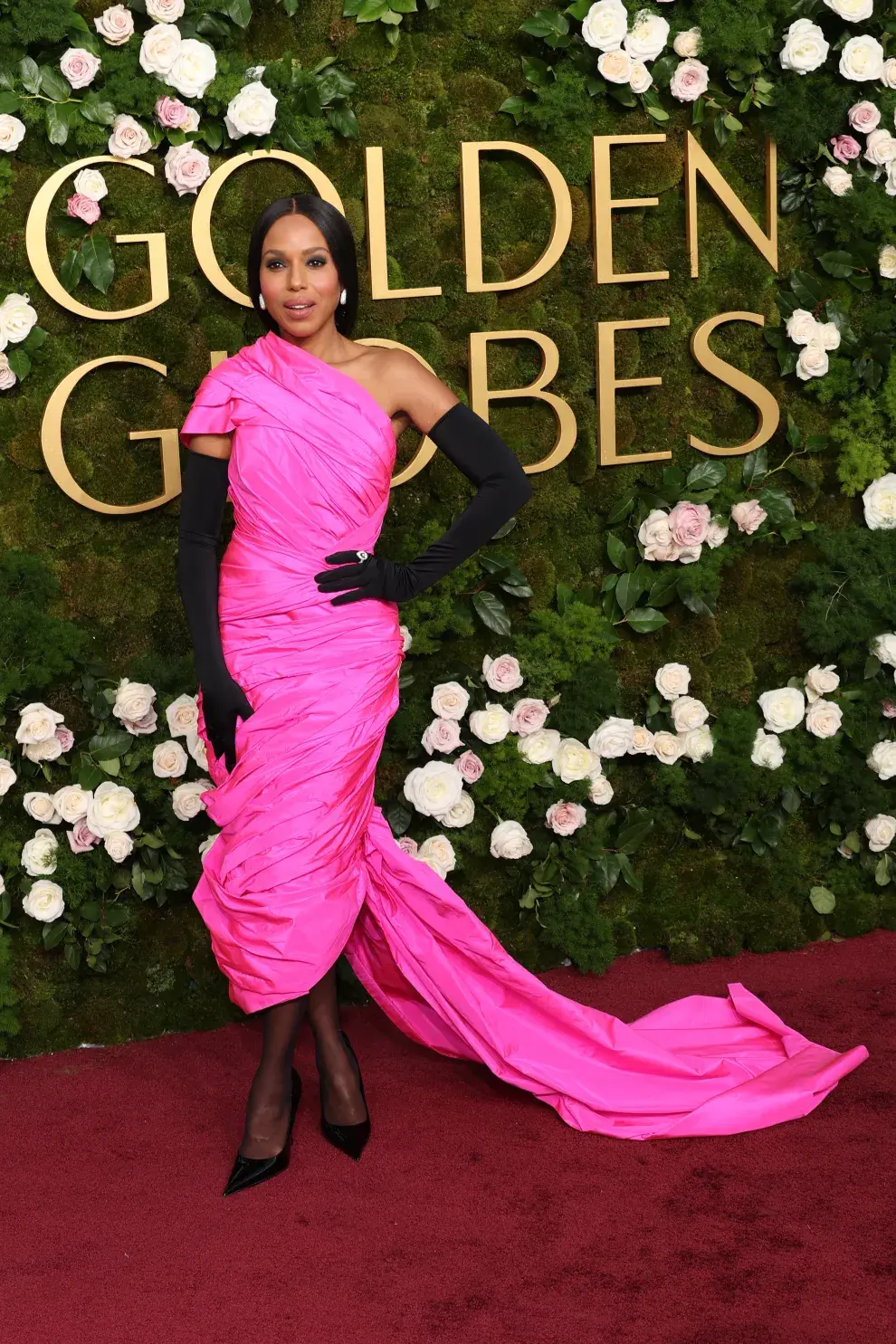 Kerry Washington en la alfombra roja de los Golden Globes 2025.