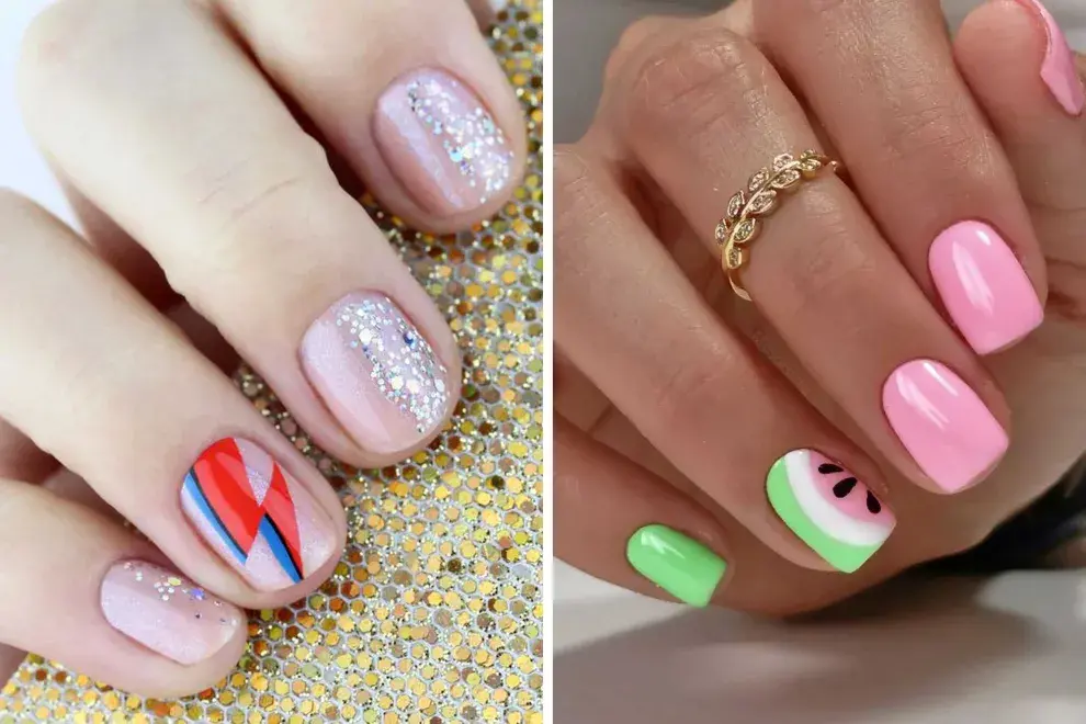 Aún en uñas cortas pdoés apostar por diseños divertidos, estrellas, rayos, sandías o flores