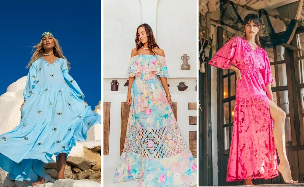 Mujeres usando vestidos de colores