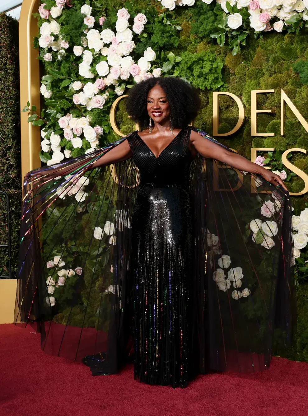 Viola Davis en la alfombra roja de los Golden Globes 2025.