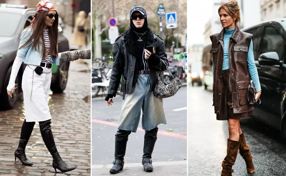 Tres mujeres usando botas y bermudas