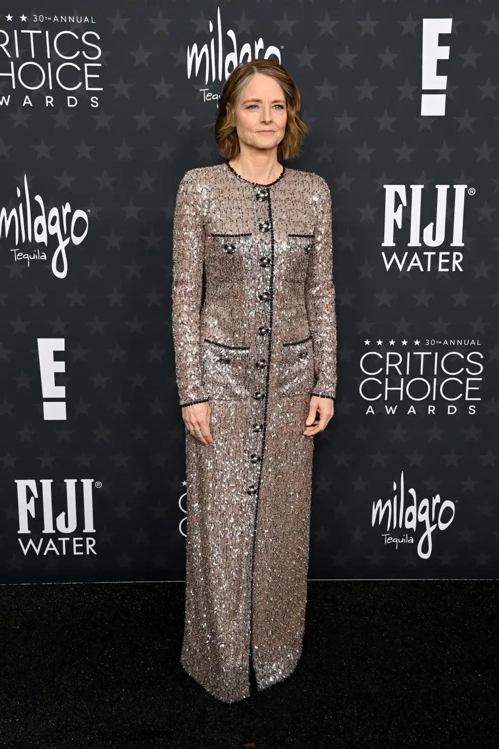 Jodie Foster en la alfombra roja de los Critics Choice Awards 2025.