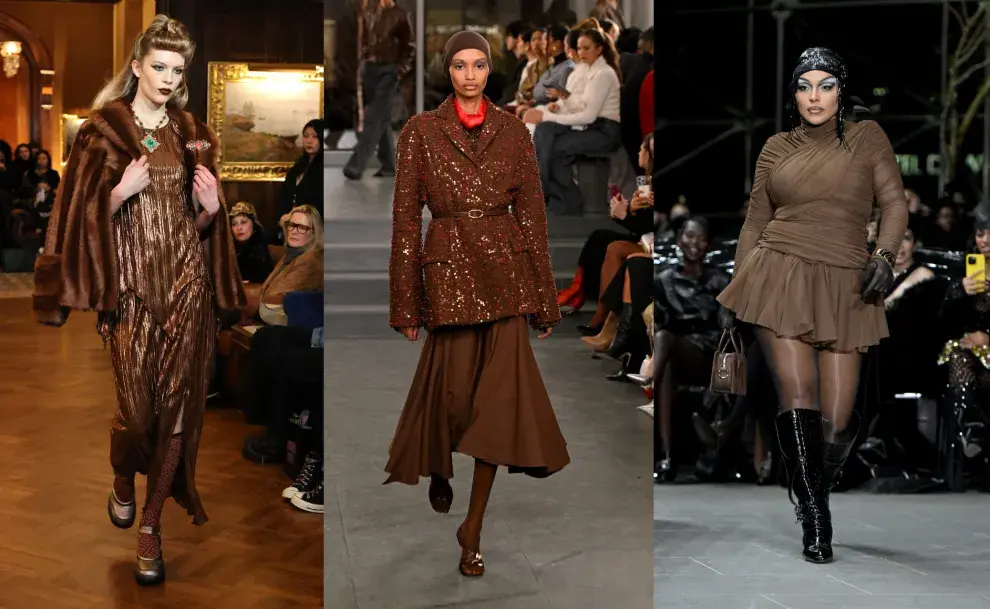 Tonos marrones de la tendencia mocha mousse, el color Pantone del año, en New York Fashion Week