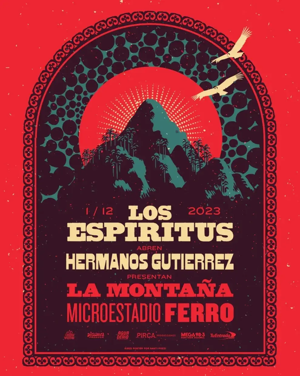 Póster para show de Los espíritus, diseñado por Santiago Pozzi.