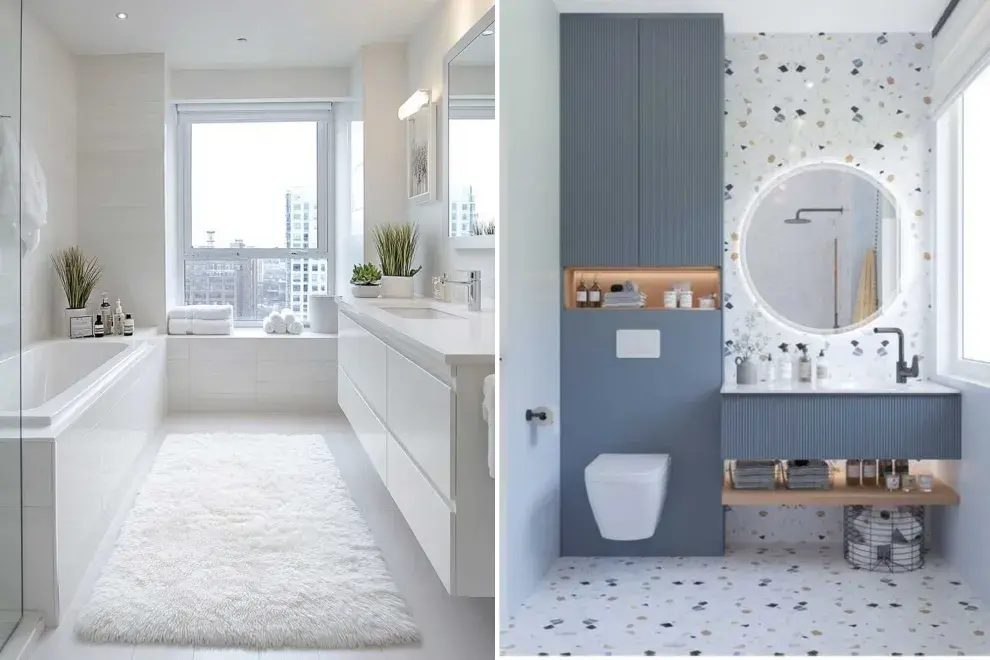 En clave total white o con un poco de color, las propuestas son variadas si se trata de crear baños elegantes y delicados