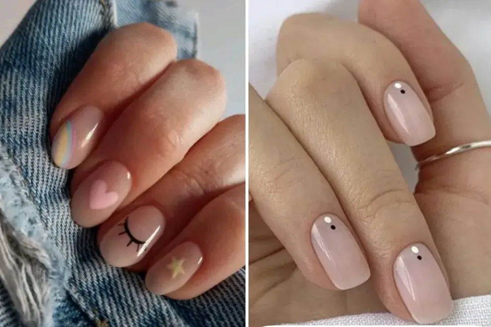 Podés ponerle onda con pequeños detalles y realizar un nail art delicado como este