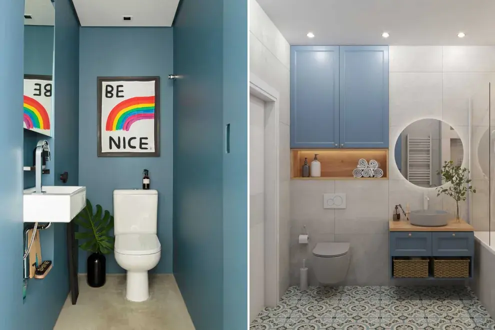 Los colores también influyen a la hora de decorar un baño pequeño. Podés jugar con los tonos para generar efecto de amplitud. 