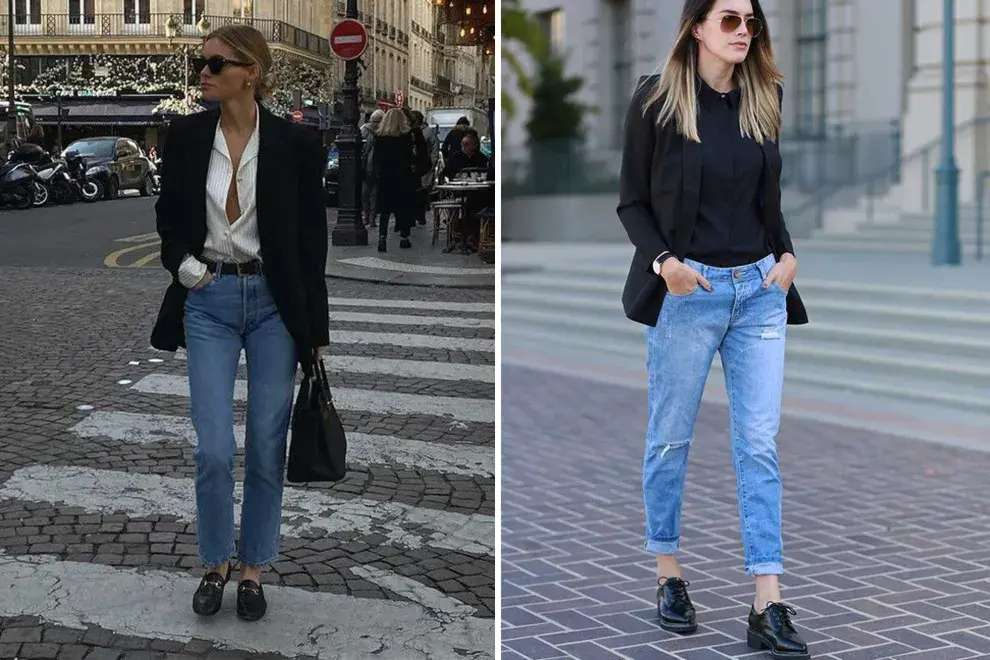 Con denim y blazer, un look clásico y elegante