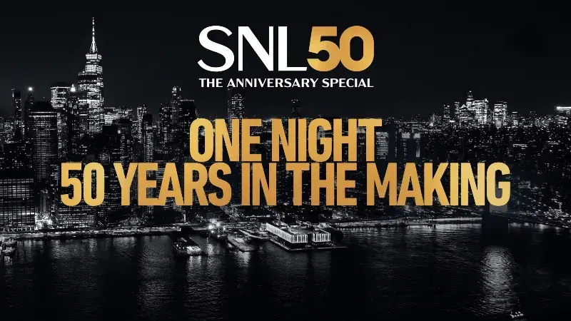 Banner de SNL 50, el especial de Saturday Night Live.