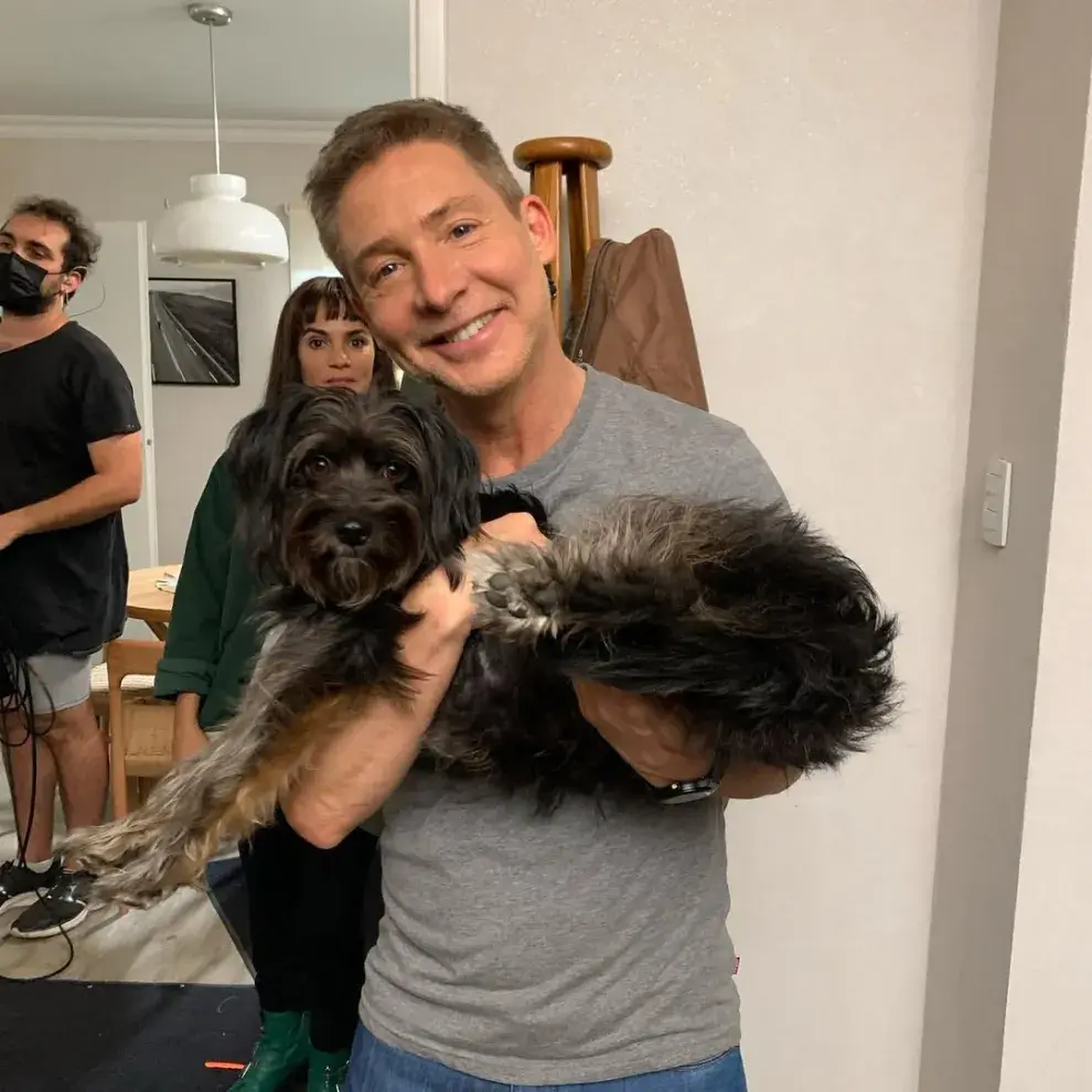 Uma junto a Adrián Suar y Pilar Gamboa en el set de 30 noches con mi ex.