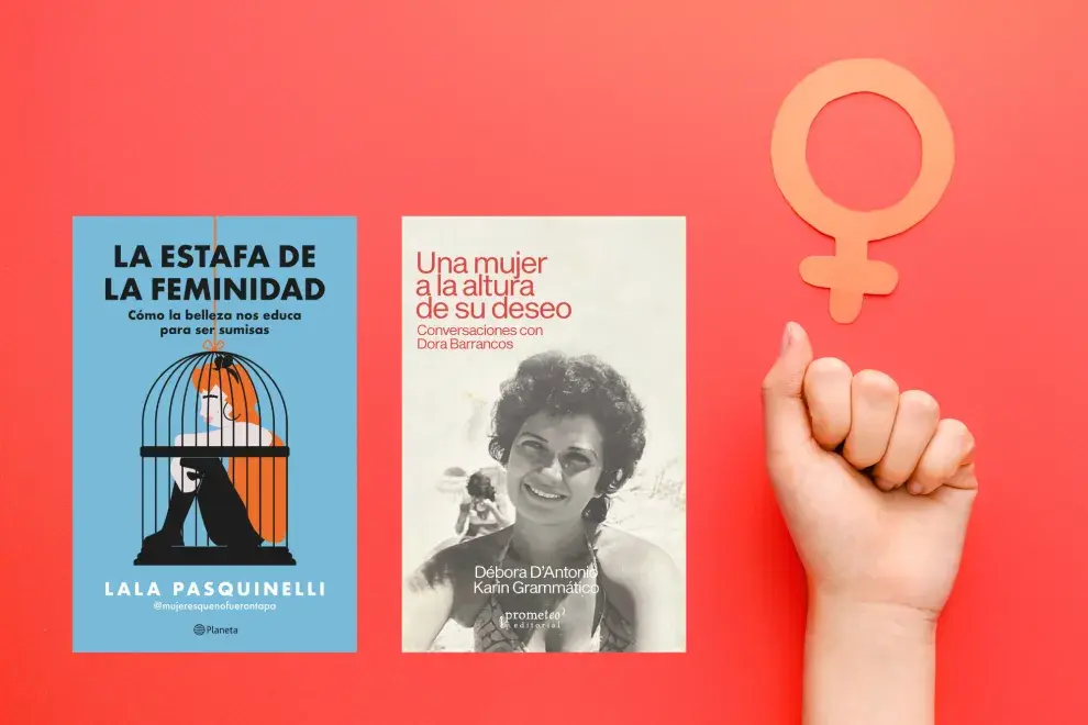 Un puño levantado y el símbolo del feminismo