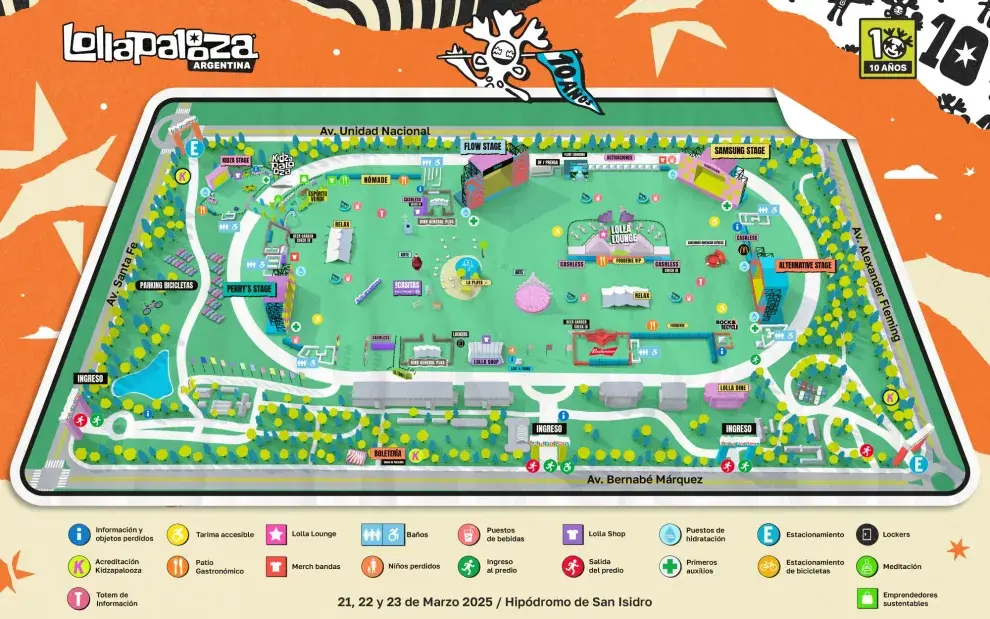 El mapa del Lollapalooza Argentina 2025