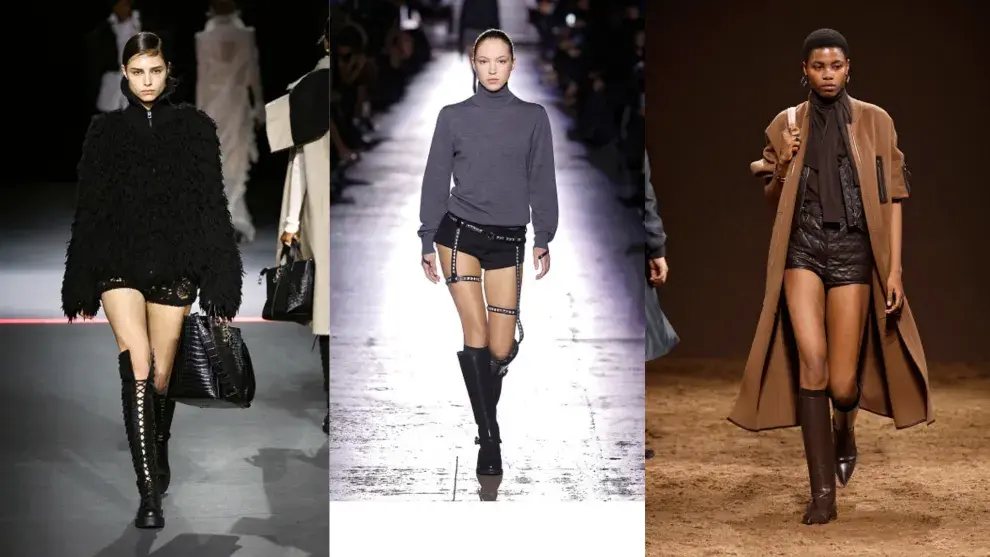 Los shorts se usan micro y las botas maxi en la pasarela de Paris Fashion Week.