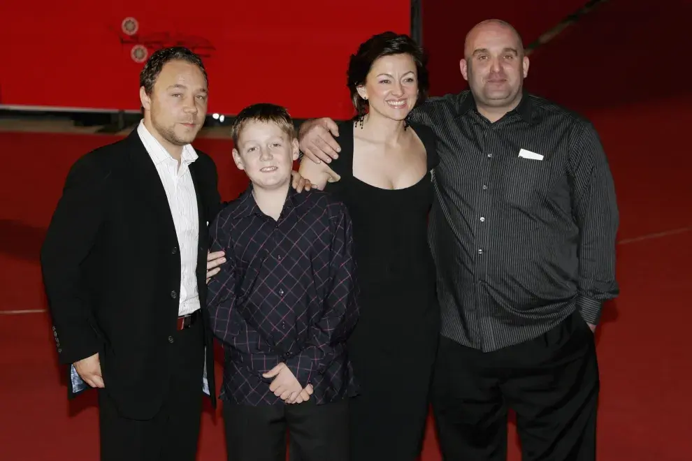 Stephen Graham, Thomas Turgoose, Jo Hartley y el director Shane Meadows en la premiere de This Is England, en el año 2006 en el Festival de Roma.
