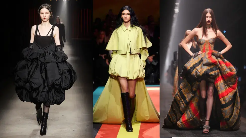 Vestidos con falda globo en Milan Fashion Week