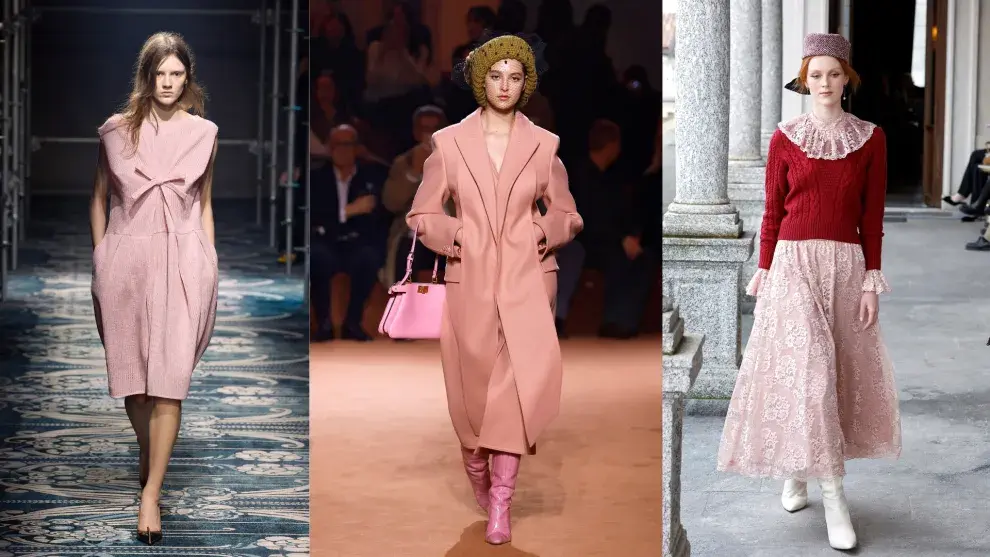 Conjuntos color rosa tendencia en las pasarelas de Milan de Prada, Luisa Becaria y Fendi