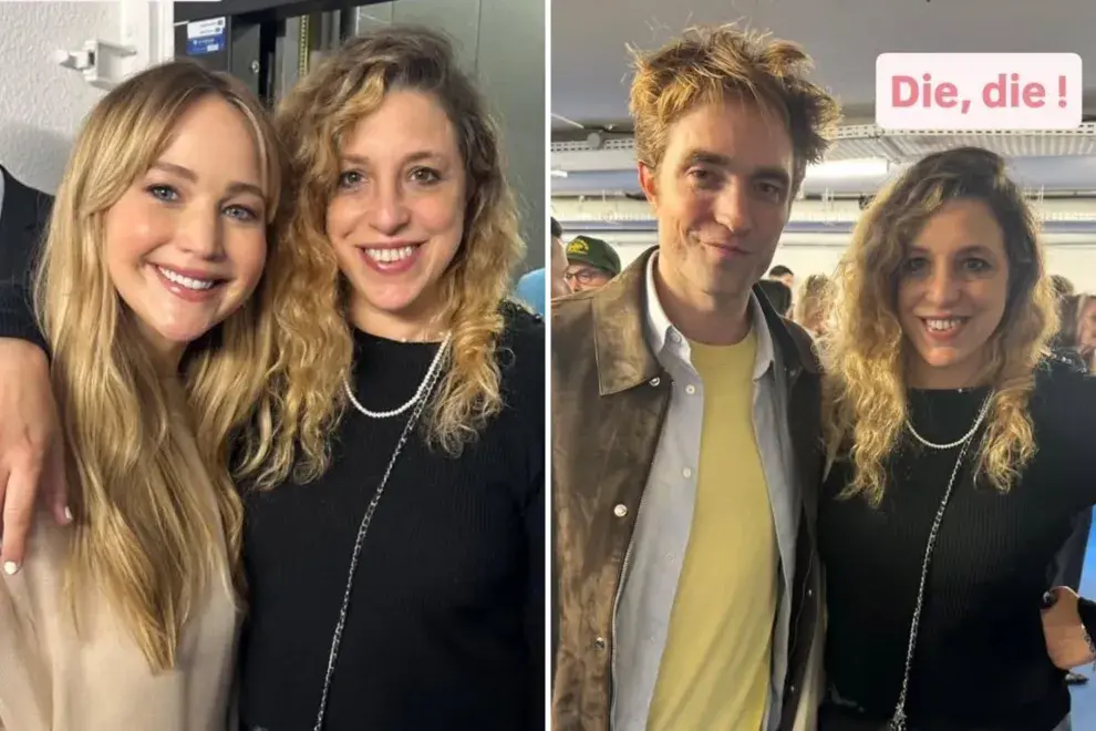 Ariana Harwicz junto a Jennifer Lawrence y Robert Pattinson en Cannes 2025.