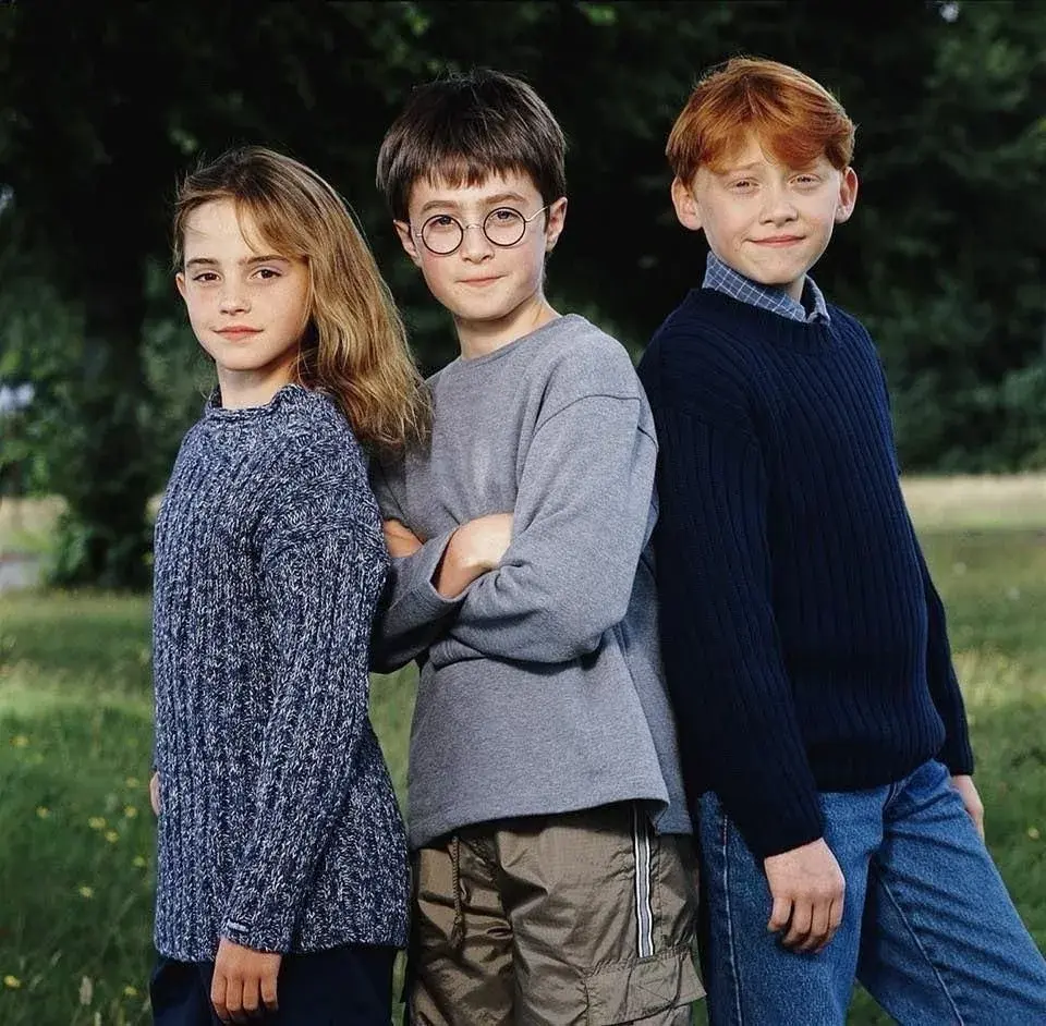 Emma Watson, Daniel Radcliffe y Rupert Grint cuando se los anunció como protagonistas de las películas de Harry Potter.