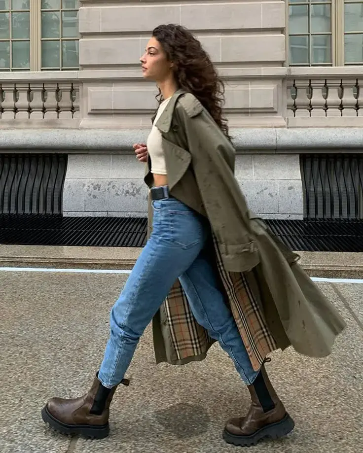 trech coat en color oliva