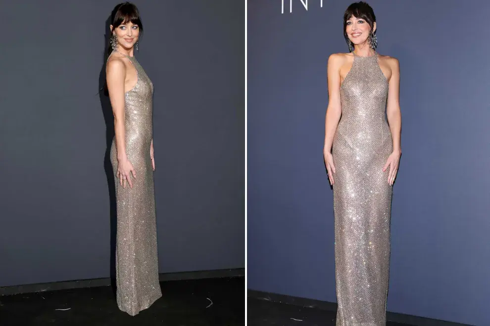 Dakota Johnson con un espectacular vestido joya semitransparente que nos dejó sin palabras