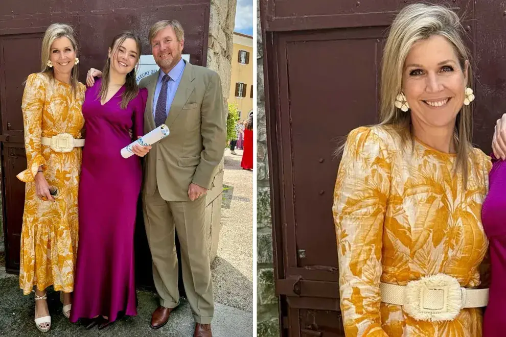 Máxima Zorreguieta eligió un vestido con flores en tono ocre y blanco