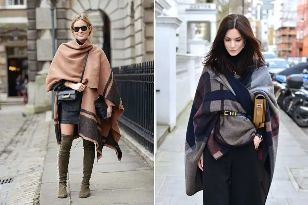 Las bufandas XXl en forma de capa es otra opción válida para un look de calle