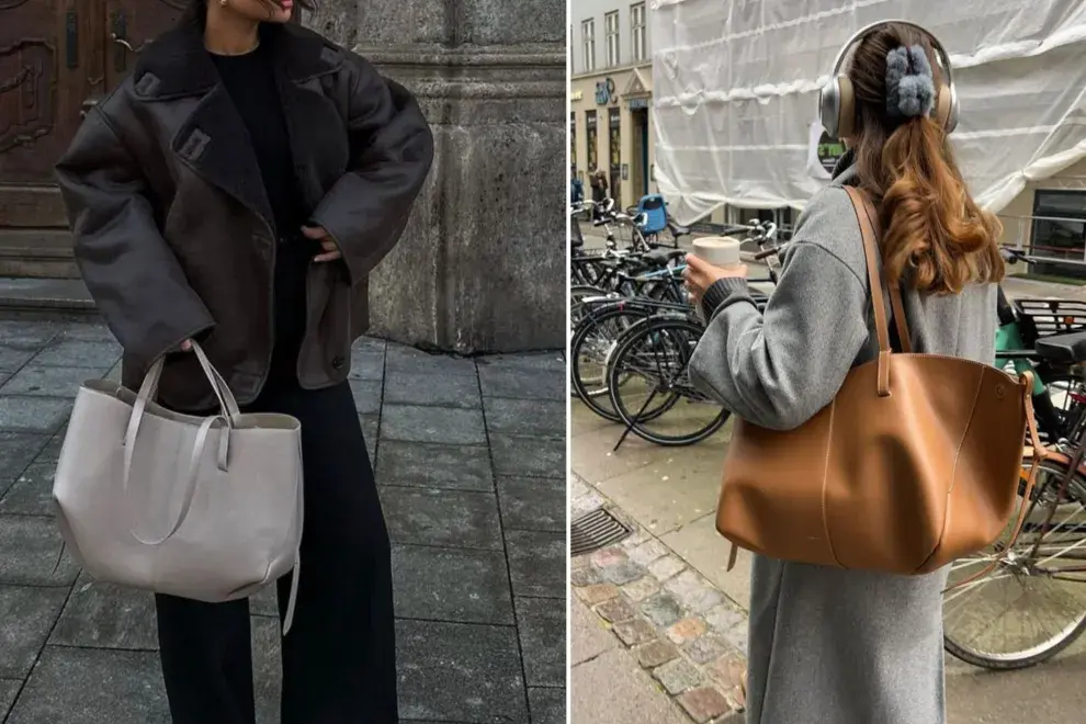 Dos mujeres usando tote bags