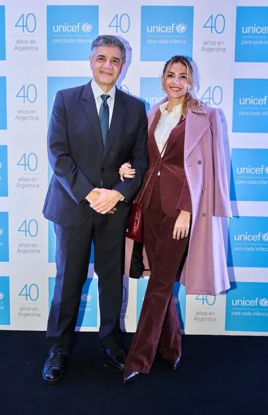 María Belén Ludueña y Jorge Macri en el evento de Unicef