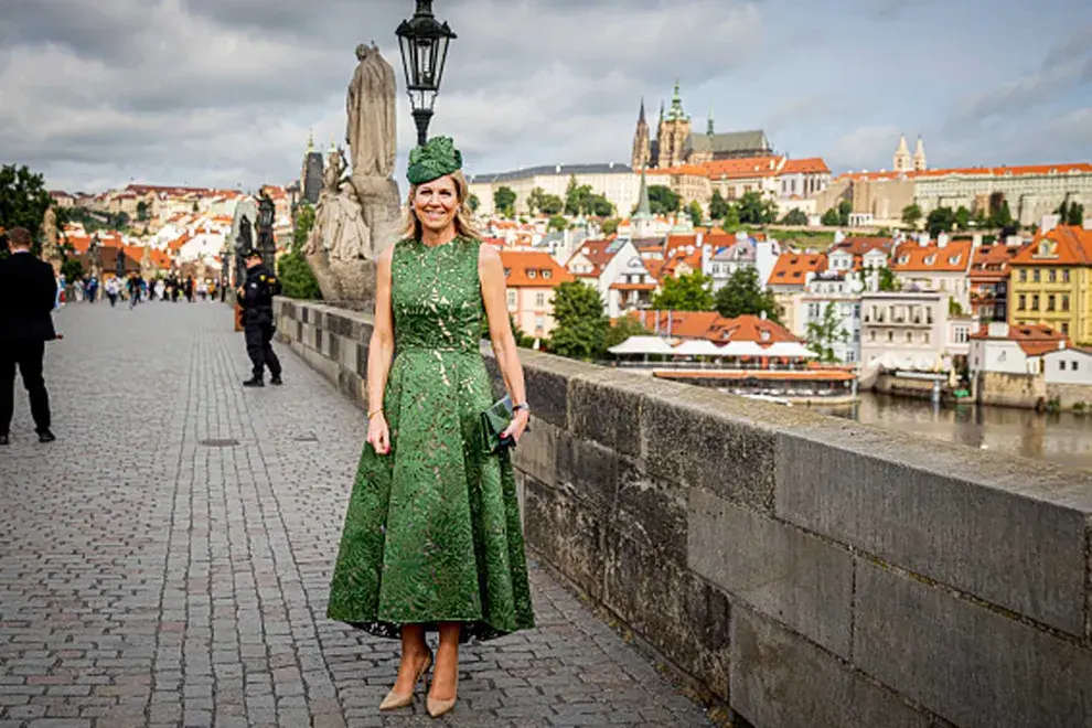 Máxima Zorreguieta lució un diseño en color verde inglés calado