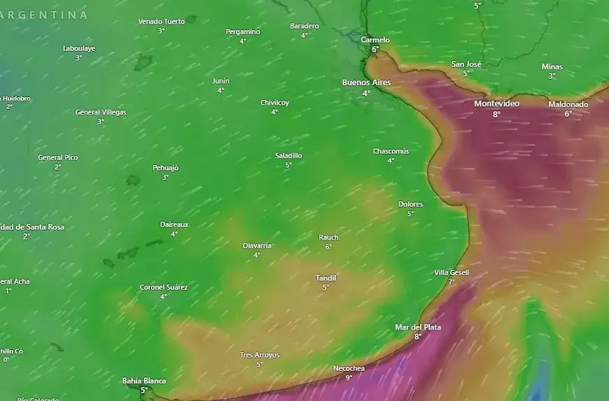 Avanza un frente frío en Buenos Aires y alrededores, y esto provoco inestabilidad y posible caída de agua nieveAvanza un frente frío en Buenos Aires y alrededores, y esto provoco inestabilidad y posible caída de agua nieve