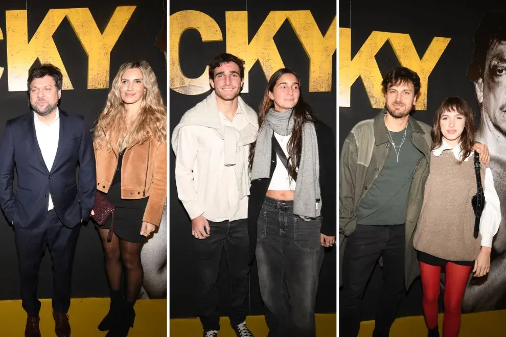 Tres parejitas que dijeron presente: Guido Kazcka y su mujer, Valentín Yan y su novia y los flamantes padres, Andrés Gil y Cande Vetrano.
