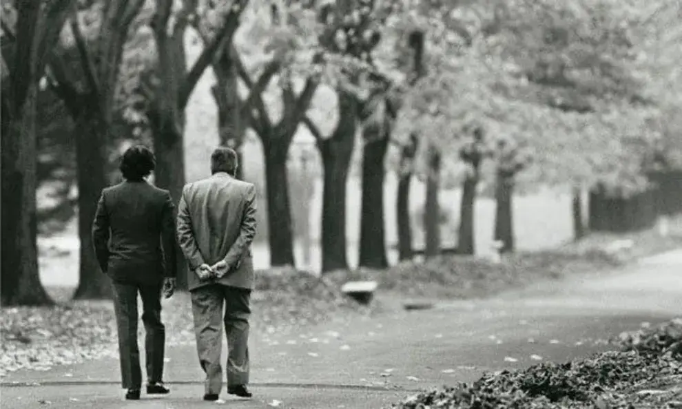 Foto de Carlos Menem y Raúl Alfonsín.