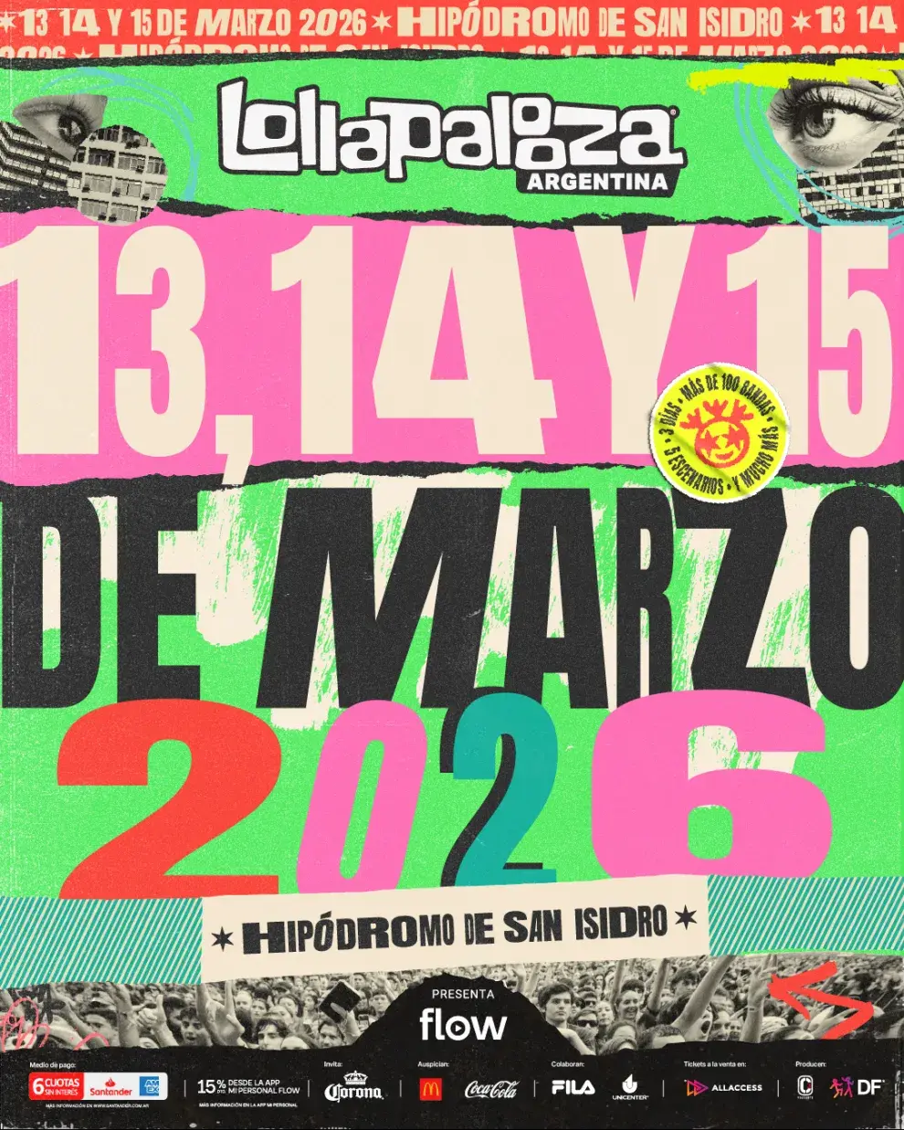 Flyer Lollapalooza Argentina 2026.
