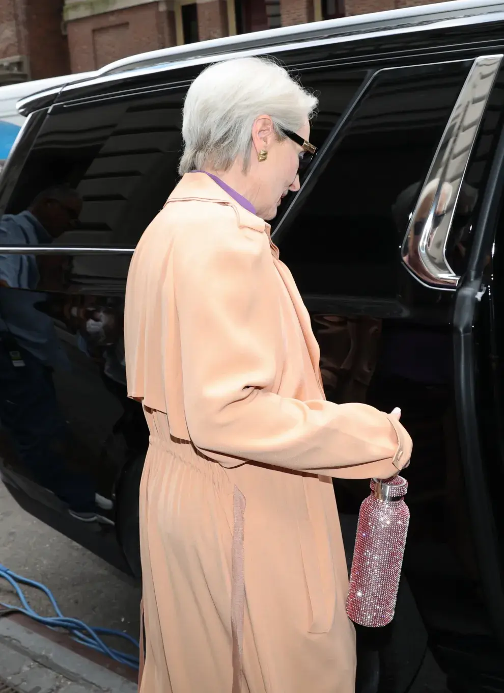 Foto de Meryl Streep en el set de rodaje de la secuela de The Devil Wears Prada.