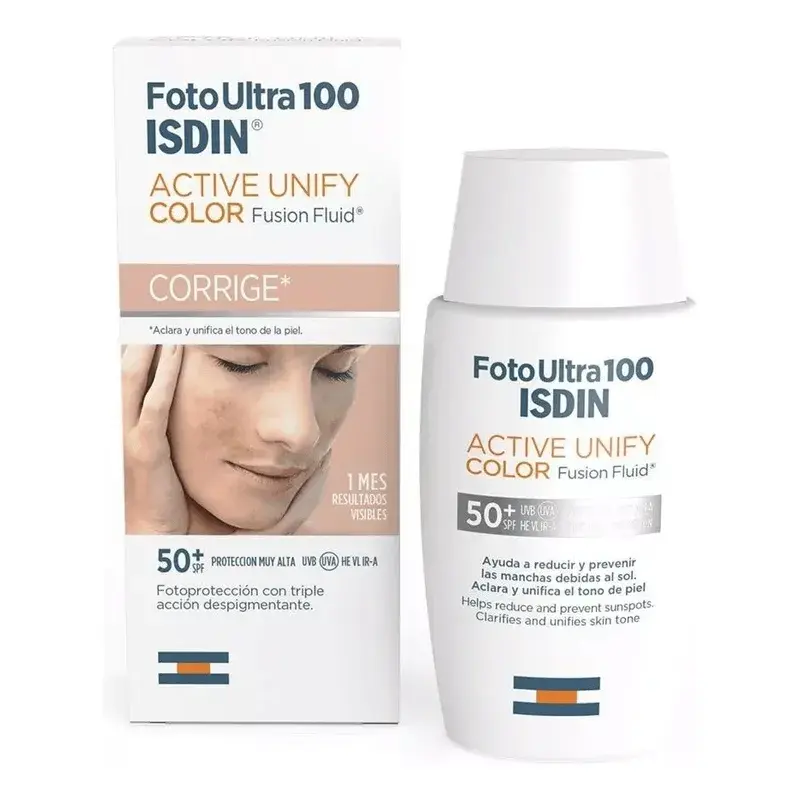 Foto Ultra Active Unify de Isdin: este producto tiene más de una función al tener filtros UVA UVB, ingredientes que aclaran las manchas de tu piel y cubre como una base.
