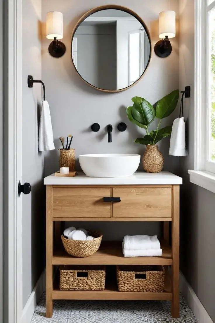 Vanitorys y muebles de guardado originales para baños pequeños