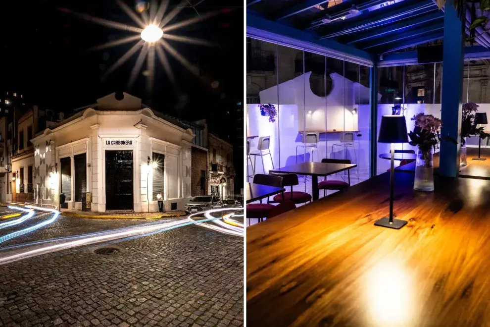 En la planta superior de la casa centenaria, en una esquina emblemática porteña como es Carlos Calvo y Balcarce, La Terraza de la Carbonera restaurante dentro de una estructura vidriada.
