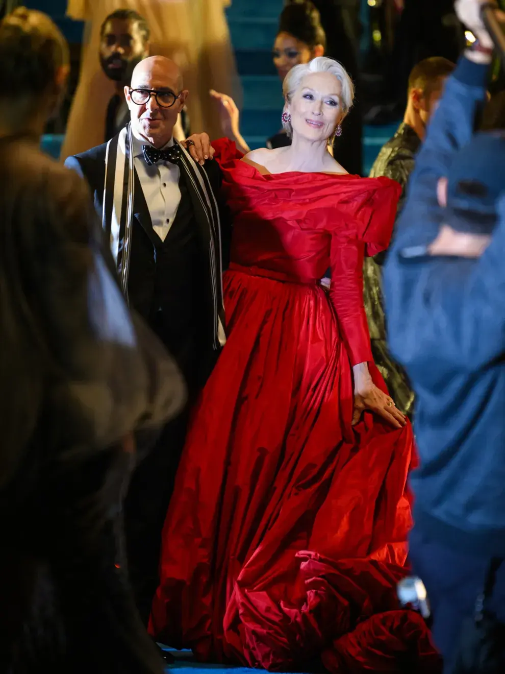 Meryl Streep y Stanley Tucci en el rodaje de El diablo viste a la moda 2
