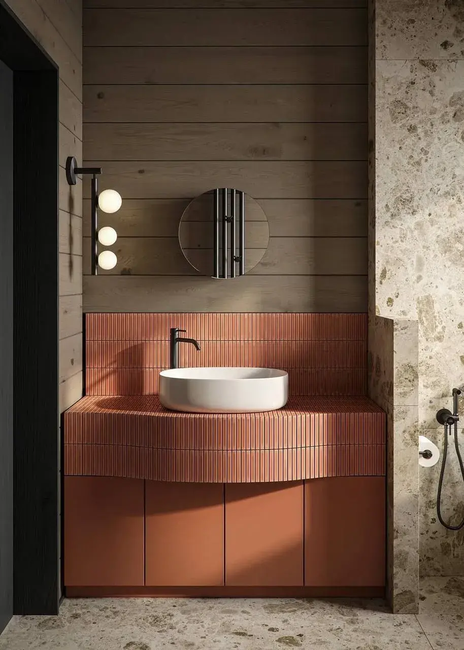 Los colores de baños que son tendencia en 2025: lavamanos protagonistas