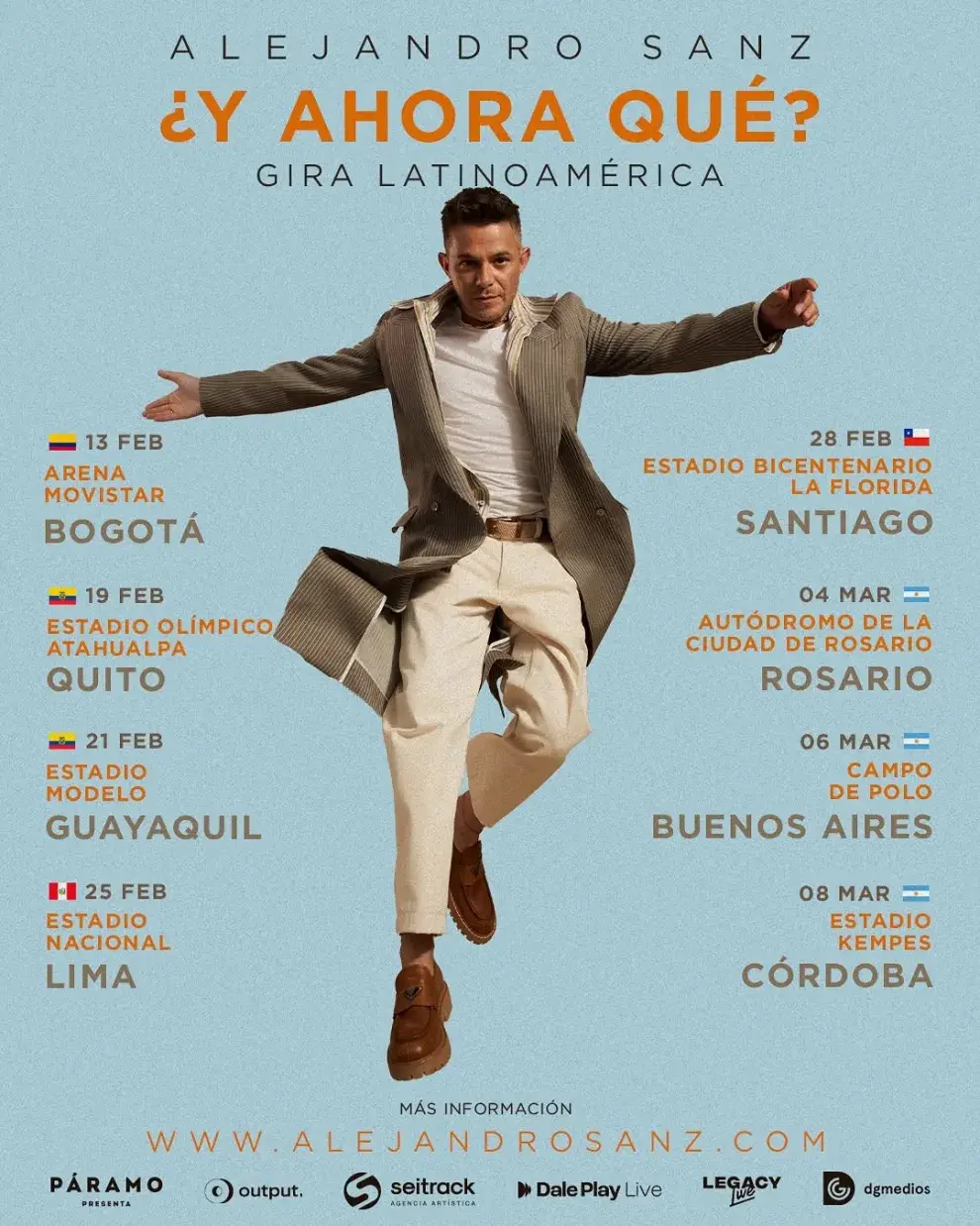 Las fechas de la gira ¿Y ahora qué? de Alejandro Sanz en 2026.